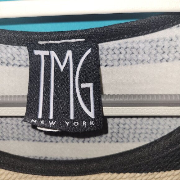 TMG New York Womens Black & White Striped Bodycon Dress Short Sleeve Size S - Picture 5 of 9